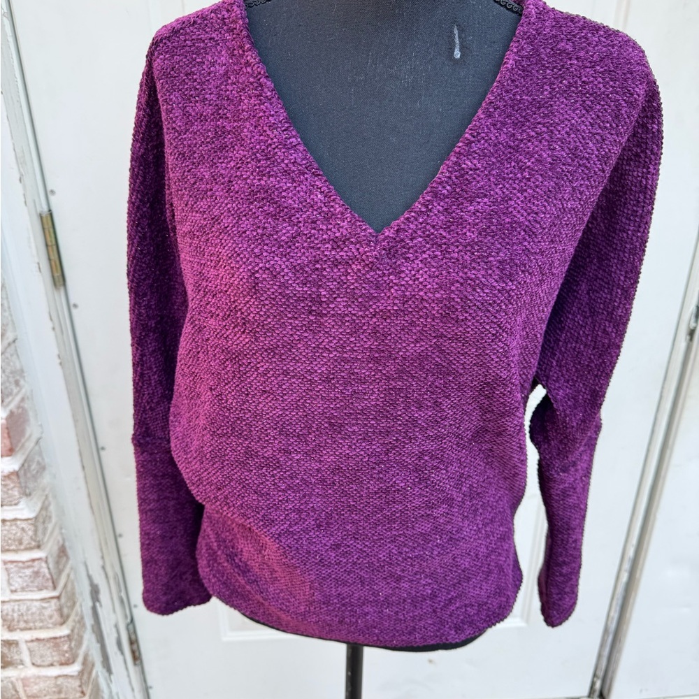 White House Black Market, V-Neck, Plum, Sweater, Size S